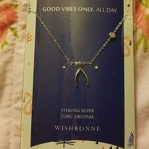 Wishbone necklace sterling silver